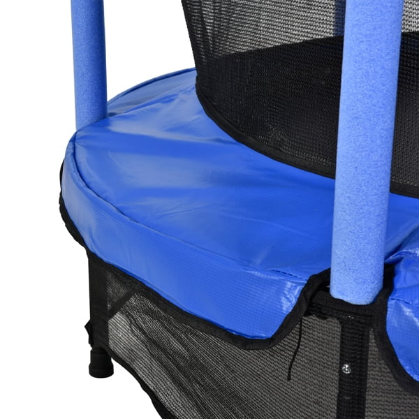 55' Inch Mini Round Heavy-duty Jumping Trampoline Indoor Outdoor with Guard Pole and Stitching Outer Cover for Ages 3-10 Kids 110LB Max Bearing, Safety, Durable