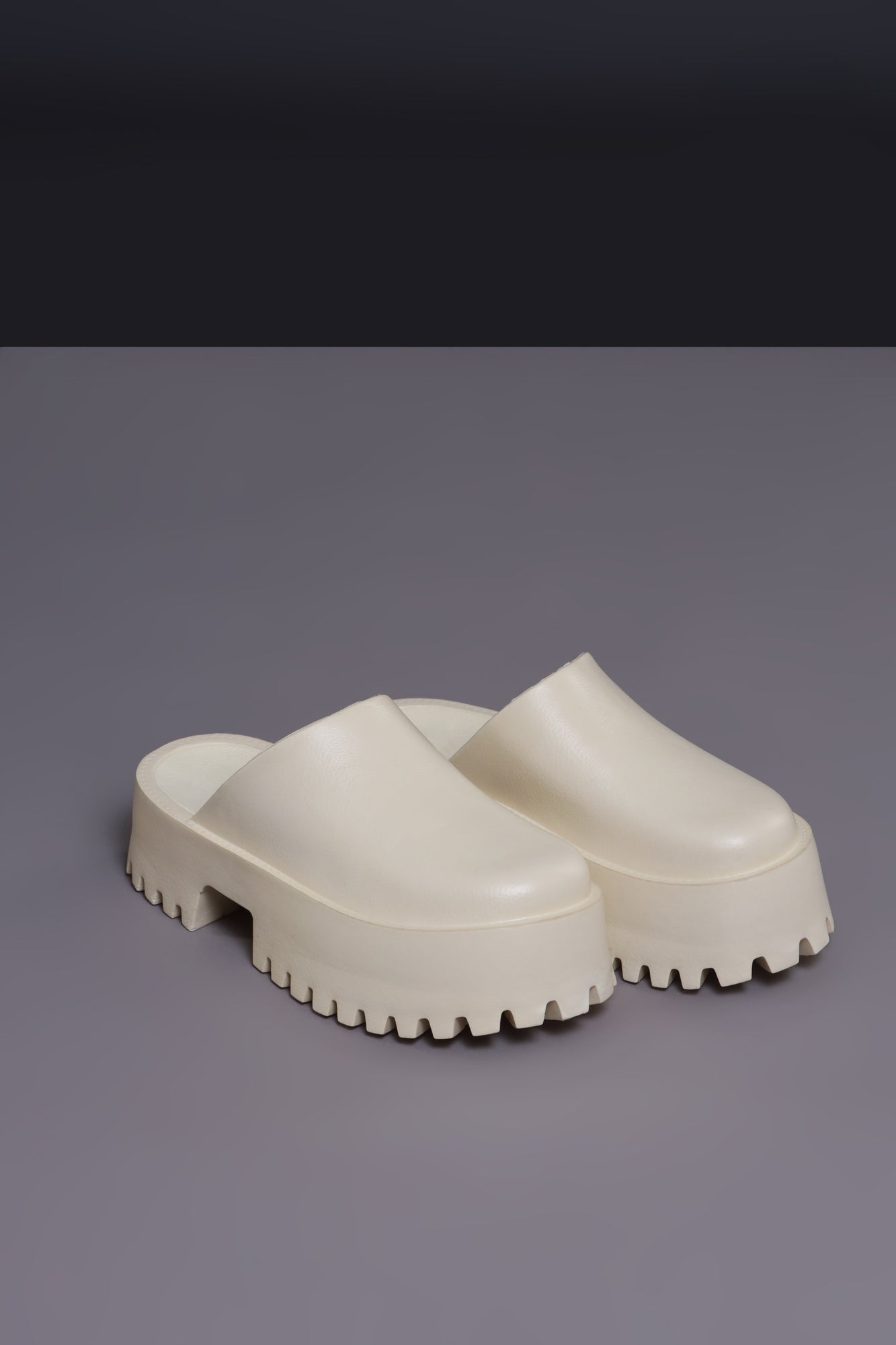 No Such Luck Platform Chunky Slides - Ivory