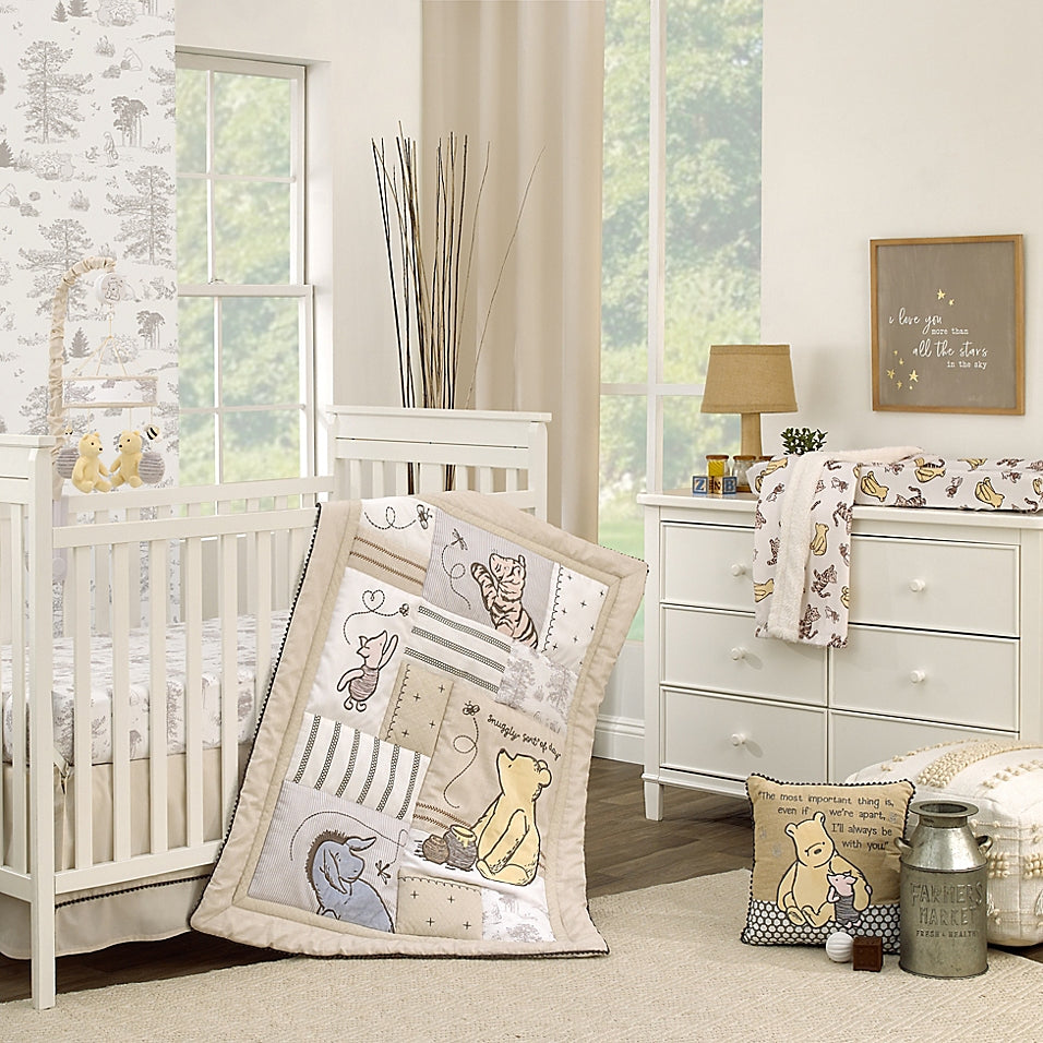 Disney Classic Pooh Hunny Fun 3 Piece Nursery Crib Bedding Set