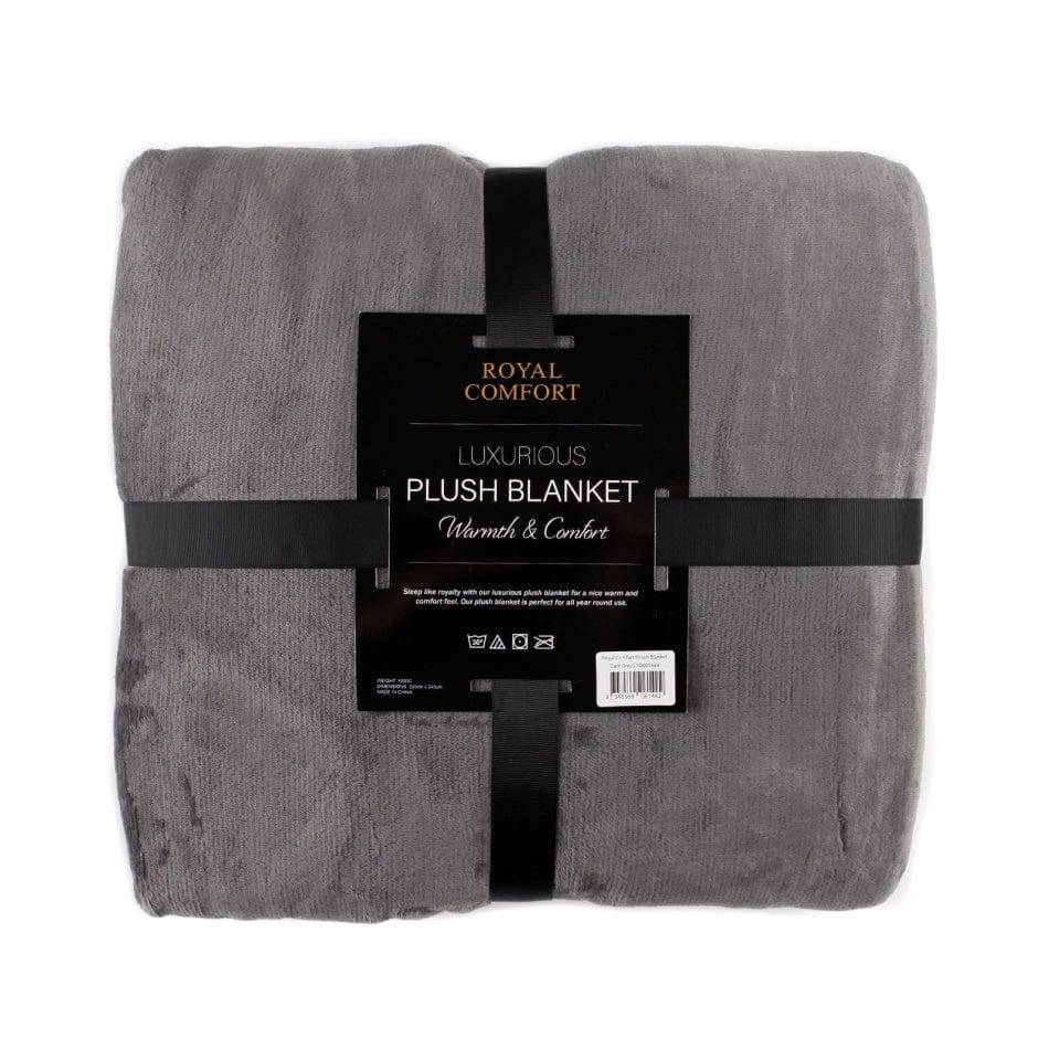 Royal Comfort Plush Blanket Throw Warm Soft Super Soft Large 220cm x 240cm - Dark Grey