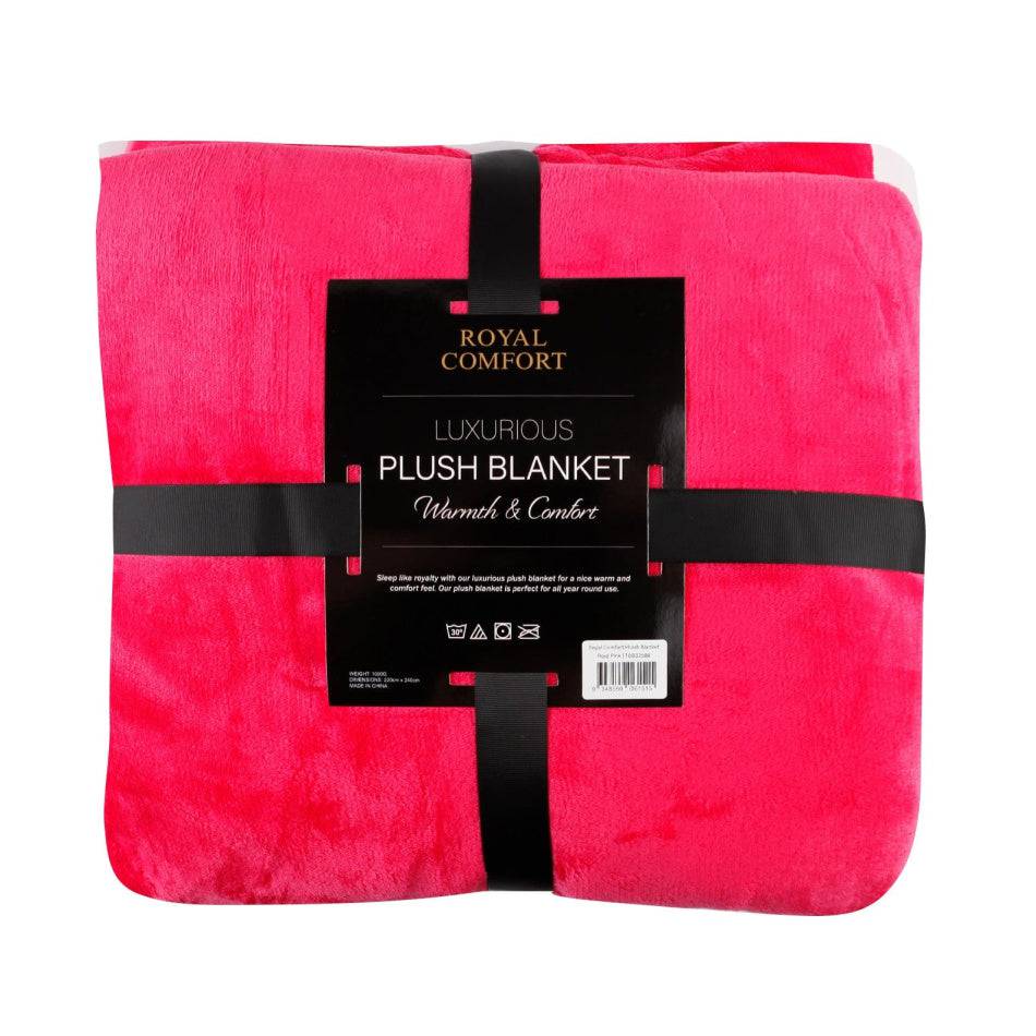 Royal Comfort Plush Blanket Throw Warm Soft Super Soft Large 220cm x 240cm - Rose Pink