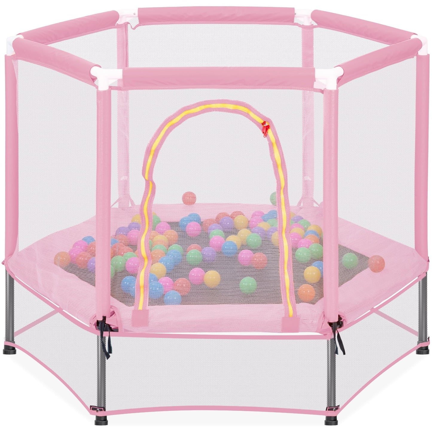 55' Children's Mini Trampoline, 4.5ft Indoor Outdoor Toddler Trampoline with Safety Enclosure and Pit Balls Baby Mini Trampoline, Birthday Gift for 3 Months and Up