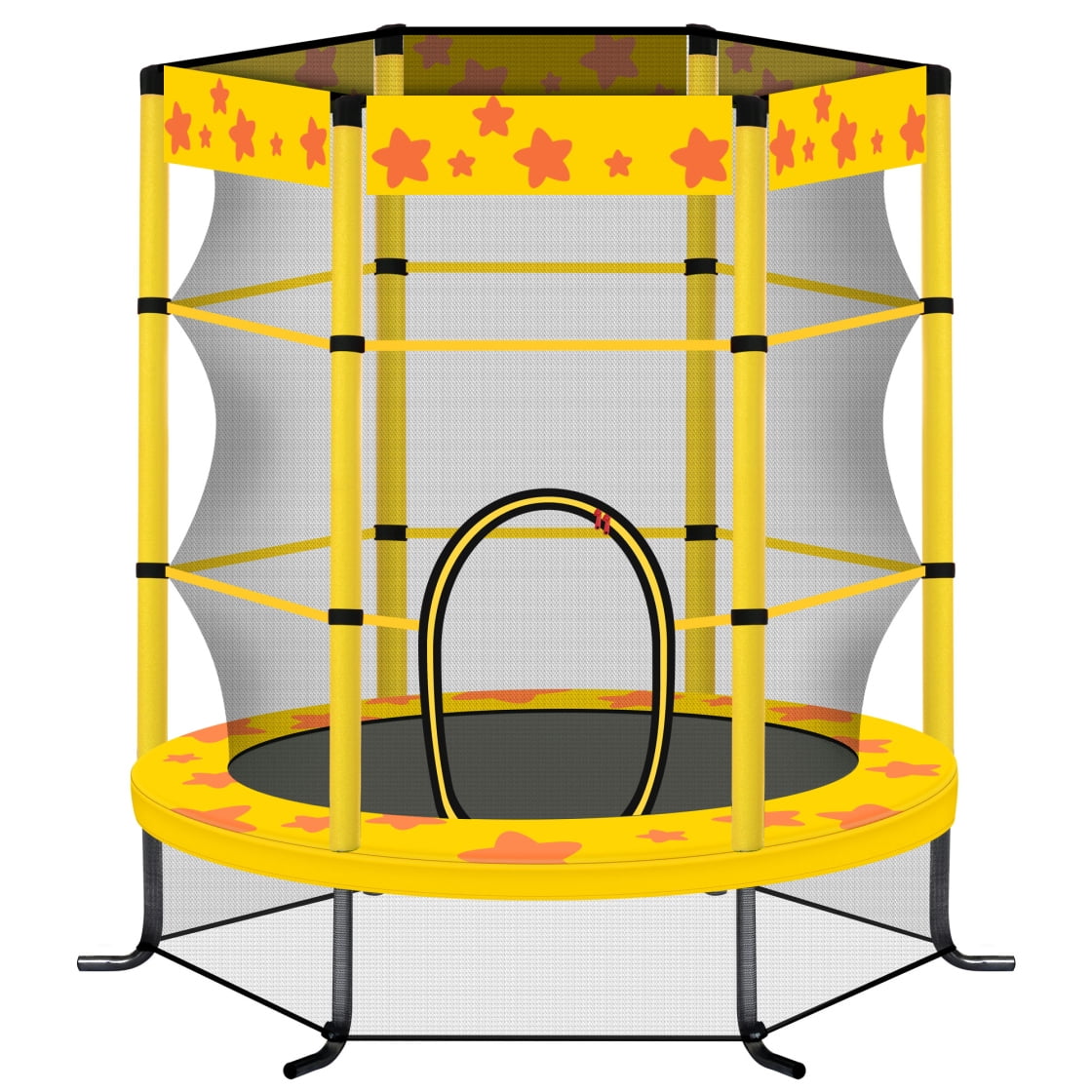 55' Star Trampoline for Kids, 5FT Indoor & Outdoor Mini Trampoline with Safety Enclosure Age 1-8, Easy Assemble Round Kids Trampoline, Yellow