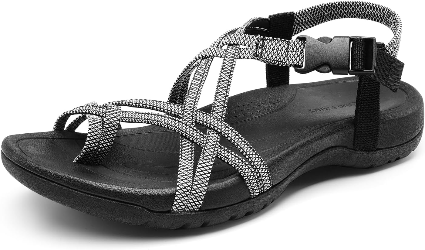 DREAM PAIRS Women's Comfort Walking Sport Athletic Sandals With Arch Support Elastic Strap Casual Hiking Outdoor Beach Summer Shoes