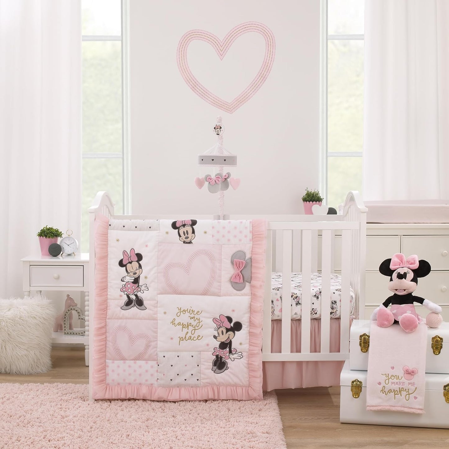 Disney Minnie Mouse My Happy Place 3 Piece Nursery Crib Bedding Set