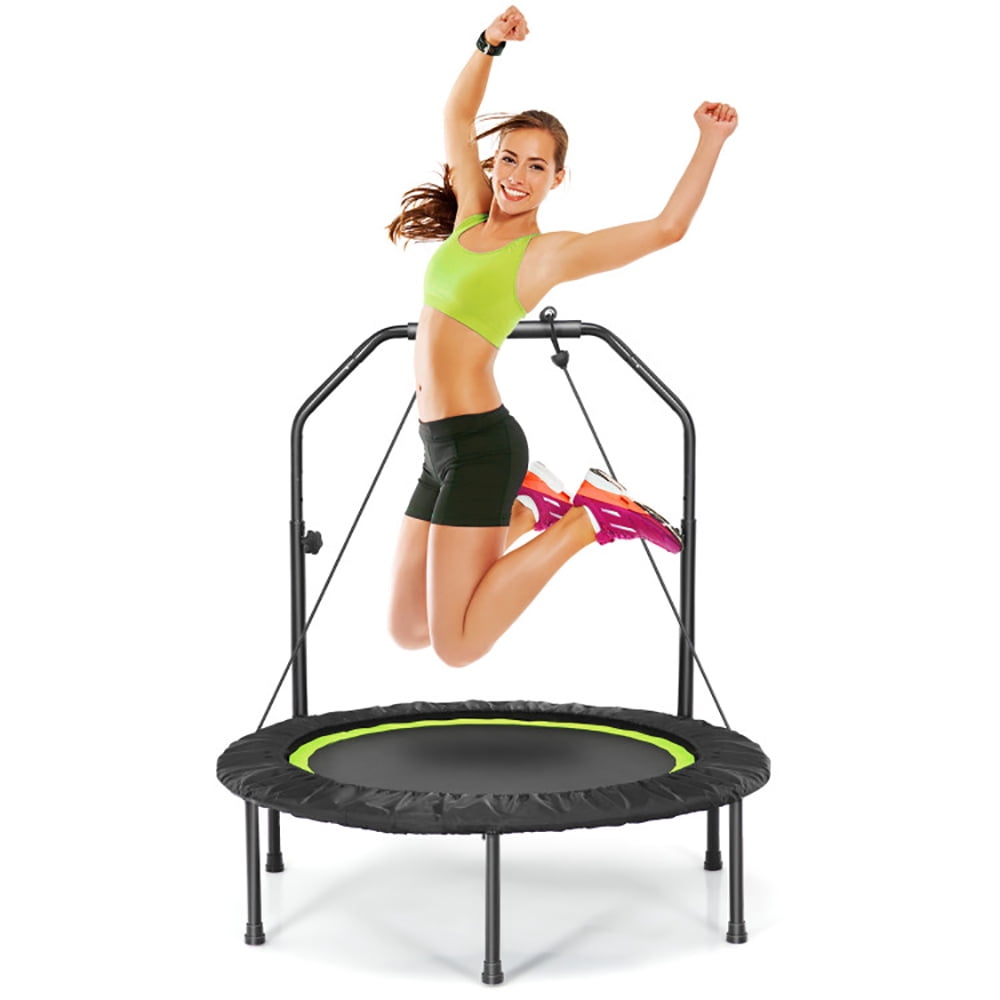 Aimee Lii 40 Inch Foldable Fitness Rebounder with Resistance Bands Adjustable, Trampoline for Kids, Green