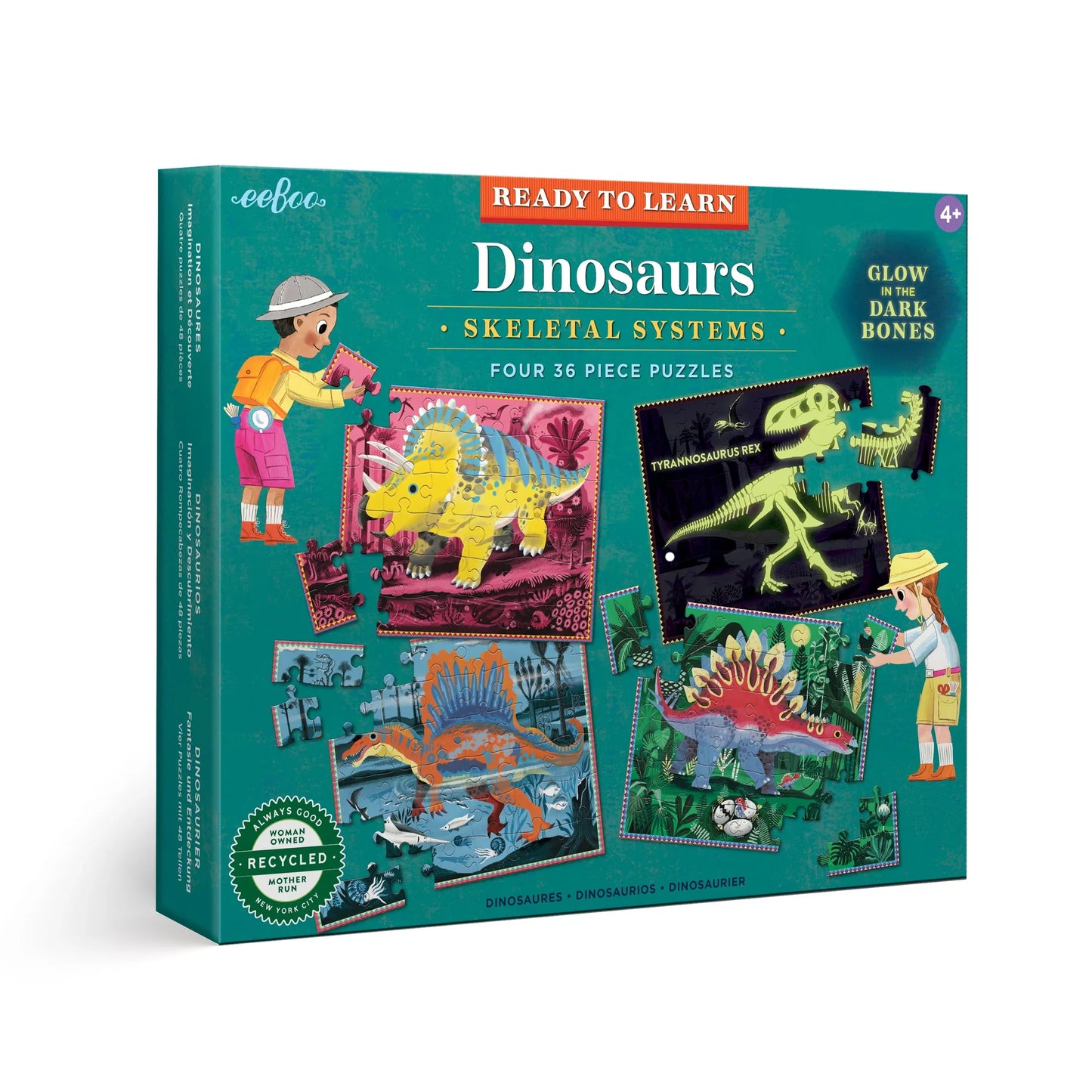 Dinosaurs Skeletal Systems Four 36 Piece Puzzles