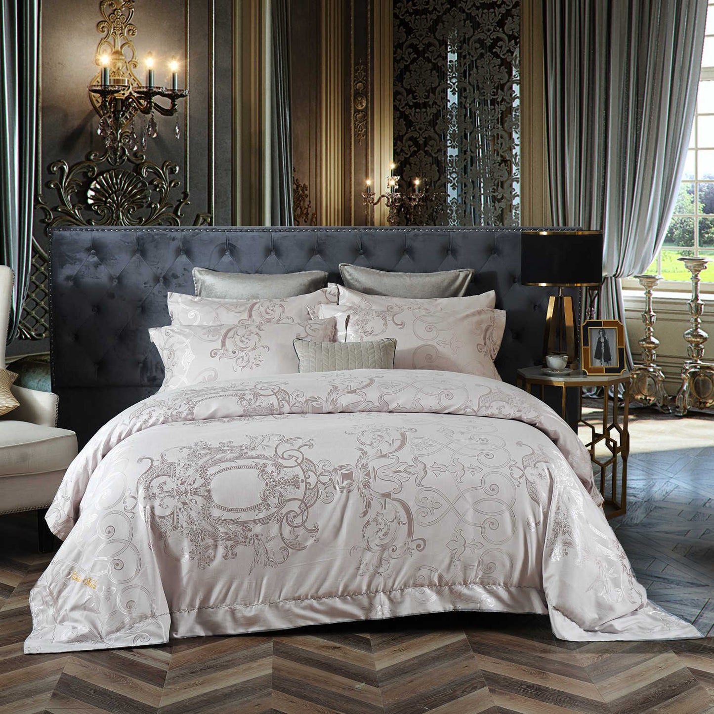 DM802Q | Queen Size Duvet Cover Set Jacquard Top & 100% Cotton Inside