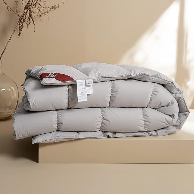 Luxury Feather Down Comforter Queen Full Size, Filled with Feather and Down, All Seasons
