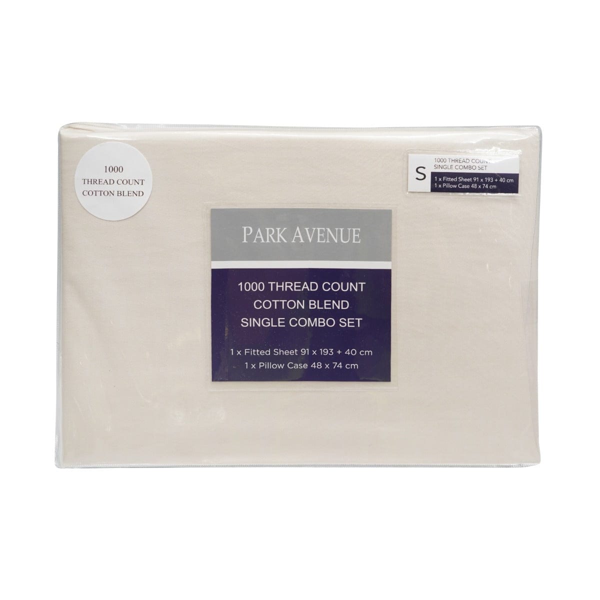 Park Avenue 1000TC Cotton Blend Sheet & Pillowcases Set Hotel Quality Bedding - Single - Pebble