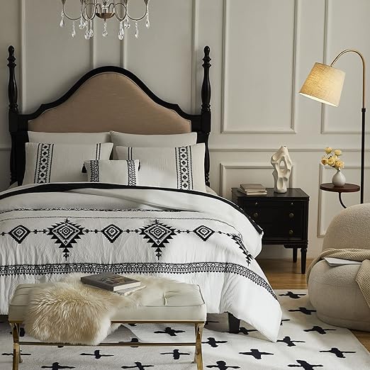 Sage Green Bedding Sets Queen Comforter, Floral Embroidery Queen Bed Set