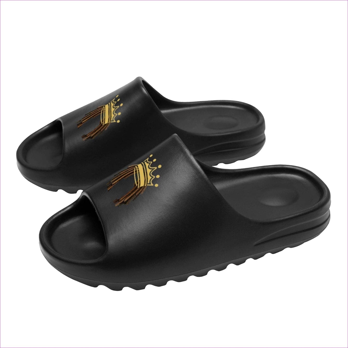 Black - Crowned Dreadz Men's Black Chunky Summer Slides - mens slides at TFC&H Co.