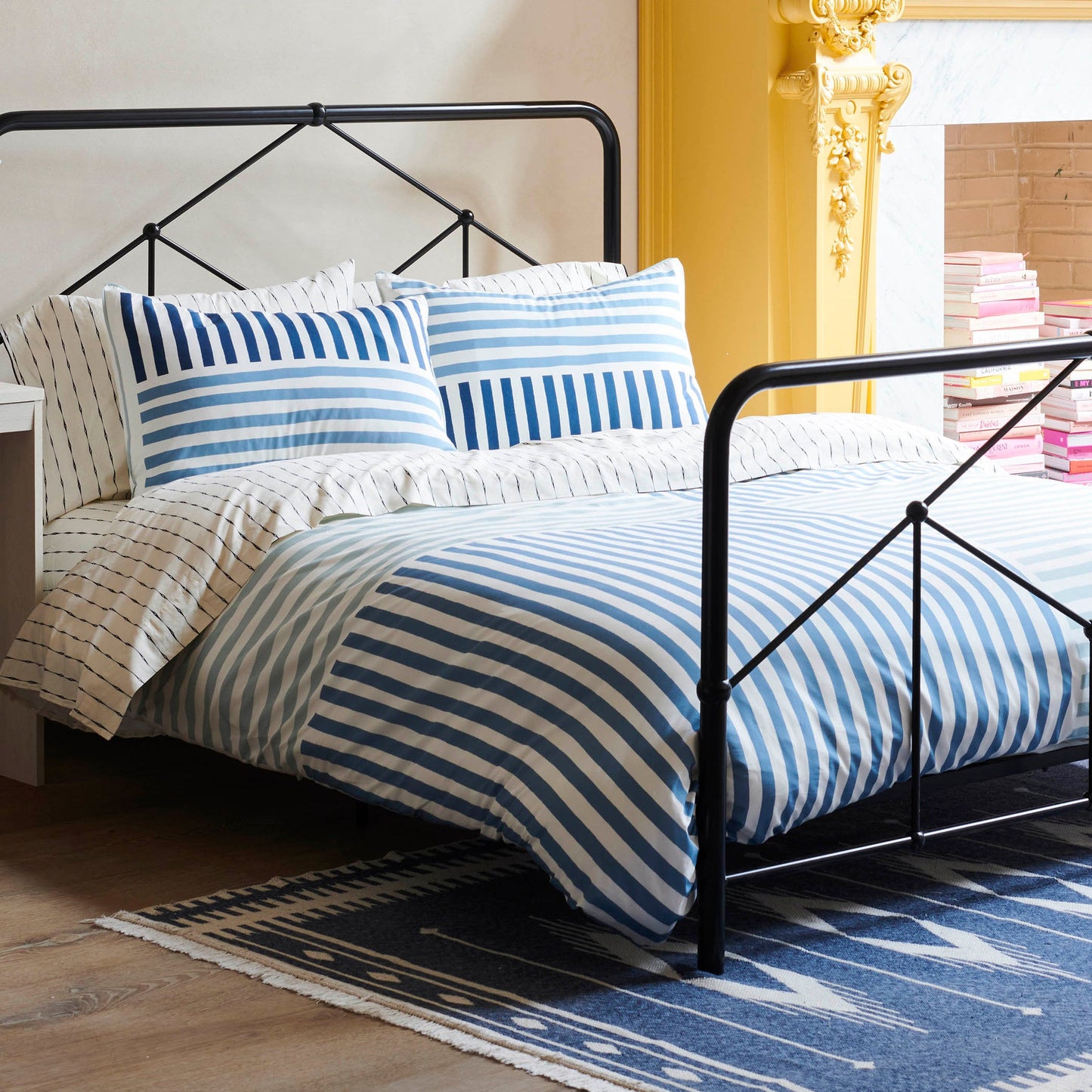Painterly Stripe Blue Comforter Set