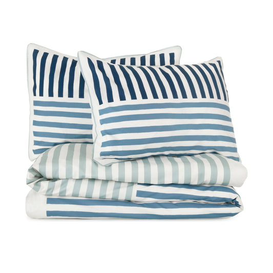 Painterly Stripe Blue Comforter Set