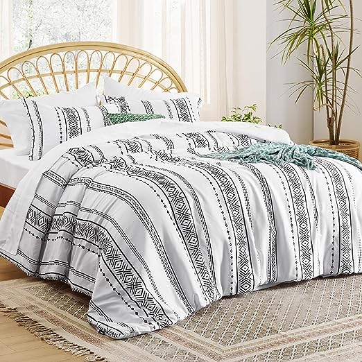 Boho Comforter Set Queen - 7 Pieces Bedding Sets Queen Bed in a Bag with Comforters