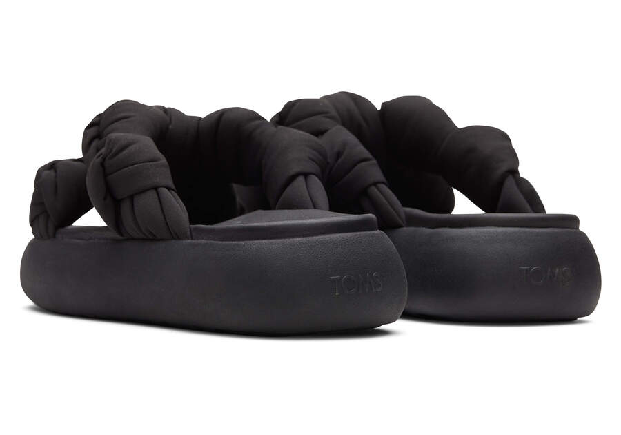 TOMS Womens Alpargata Mallow Crossover Knotted Slide - Black