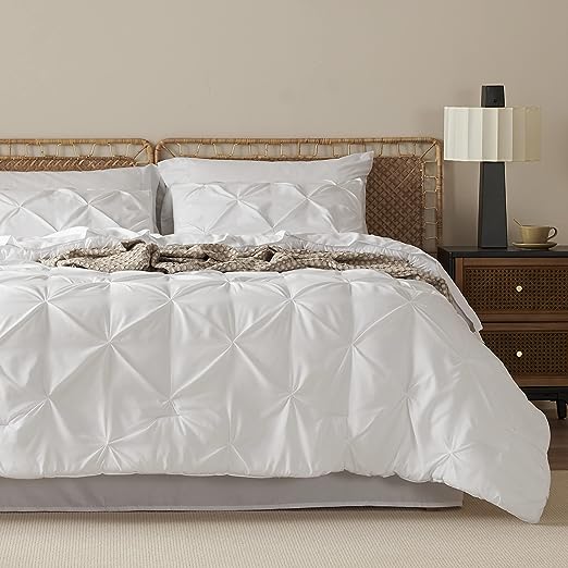Queen Comforter Set - 7 Pieces Comforters Queen Size Grey, Pintuck Bedding Sets