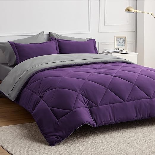 King Size Comforter Set - 7 Pieces Reversible King Bed in a Bag, King Bed Set