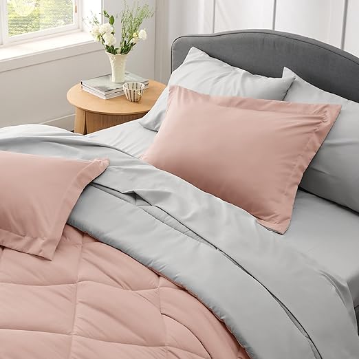 King Size Comforter Set - 7 Pieces Reversible King Bed in a Bag, King Bed Set