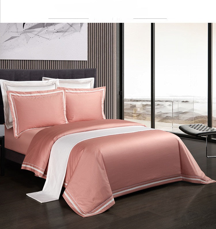 Four-piece Cotton Bedding Hotel Style Simple Solid Color Quilt Cover - Wnkrs