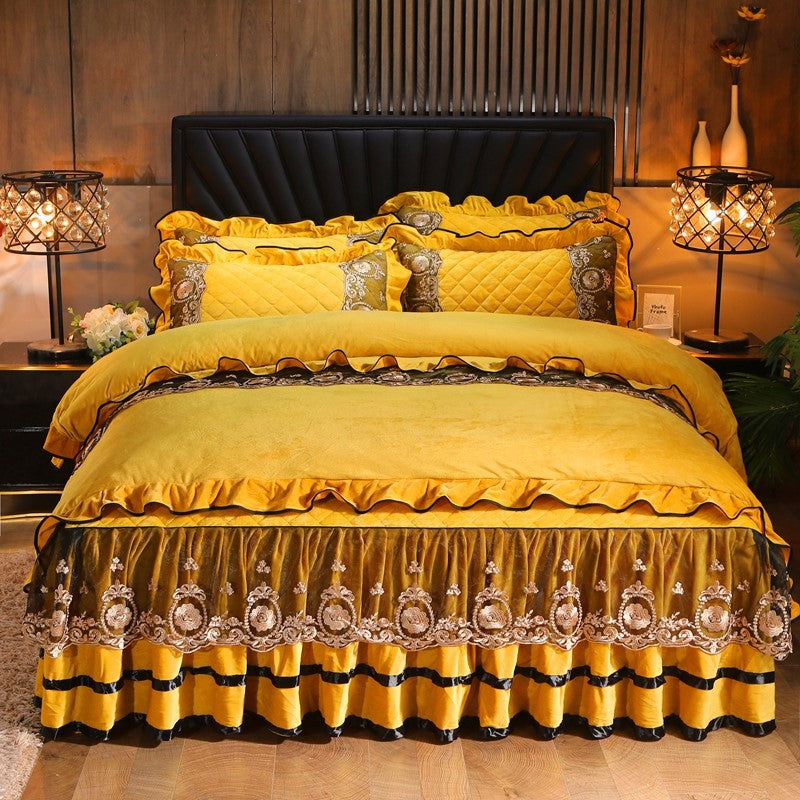Lace Bedskirt Bedclothes Mattress Cover Bedspread Pillowcases Home Textiles - Wnkrs