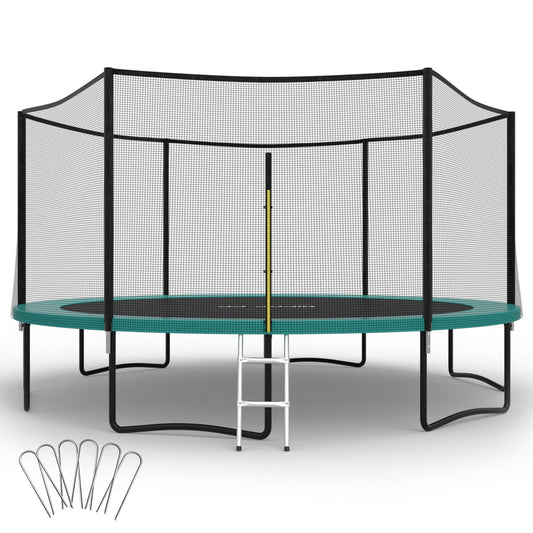 16FT Trampoline with Enclosure Net, Outdoor Trampoline for Kids and Adults, Recreational Trampoline with Ladder, 330LBS Weight Capacity, Backyards, Garden Use