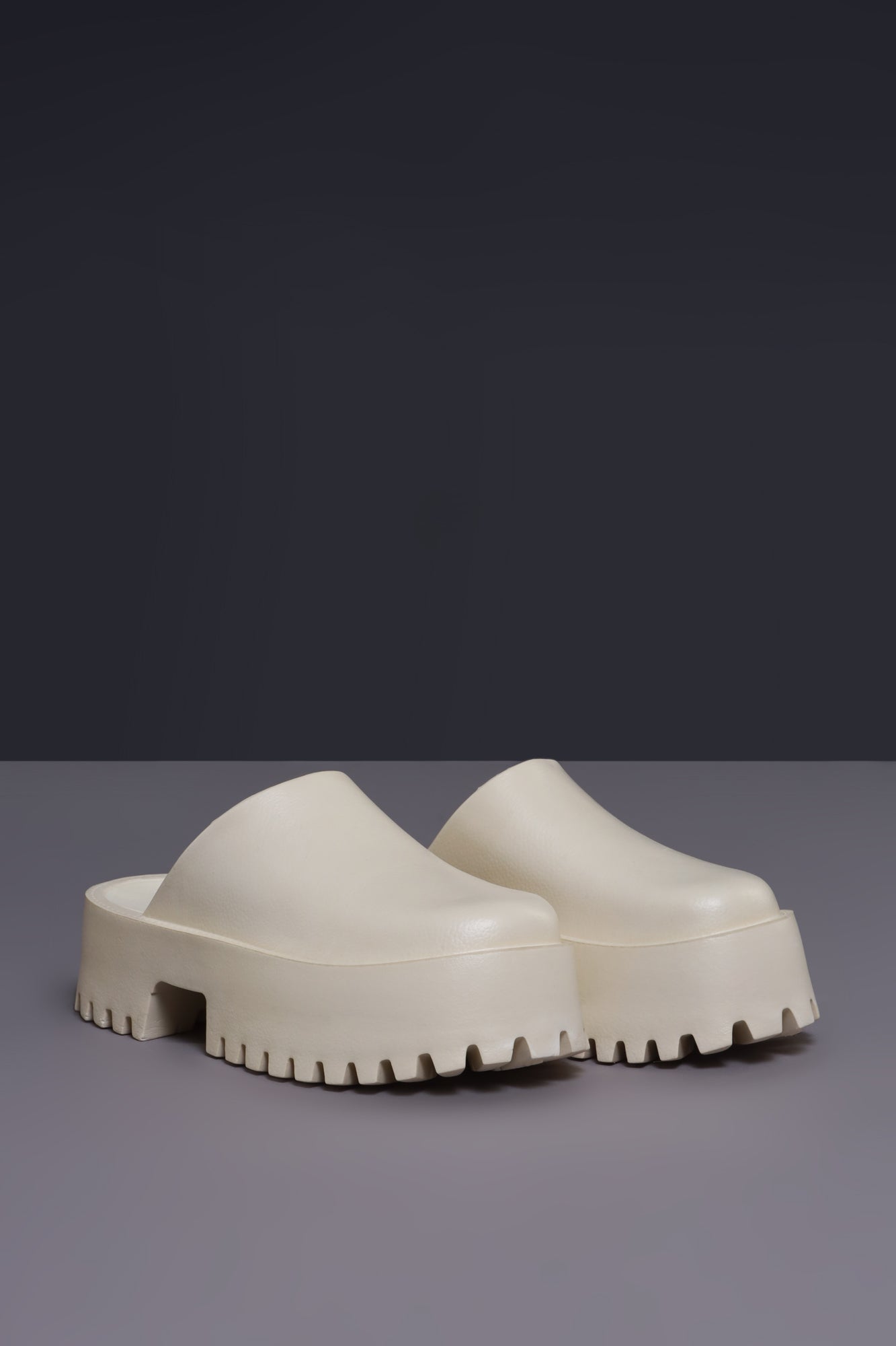 No Such Luck Platform Chunky Slides - Ivory