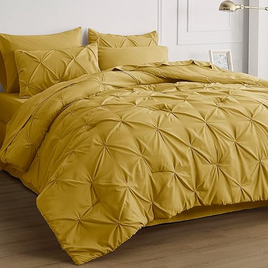 Twin/Twin XL Comforter Set with Sheets - 5 Pieces Twin Bedding Sets, Pinch Pleat Navy