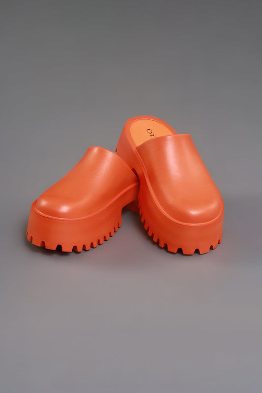 No Such Luck Platform Chunky Slides - Orange
