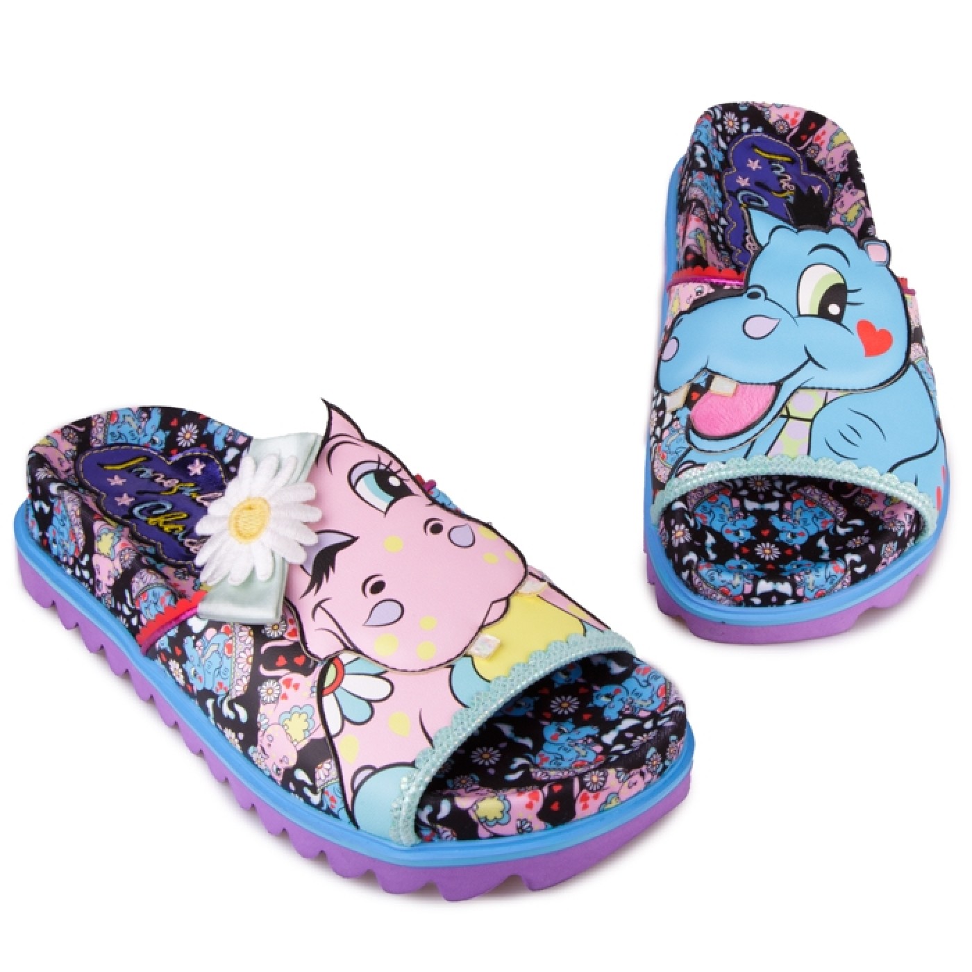 Irregular Choice Womens Hippo Hop Slides - Pink / Blue