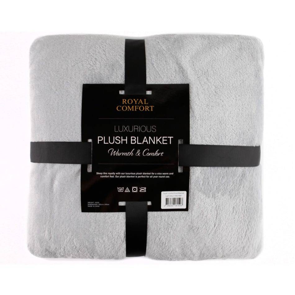 Royal Comfort Plush Blanket Throw Warm Soft Super Soft Large 220cm x 240cm - Light Grey