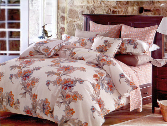 King Size 6 Piece Duvet Cover Sheets Set, Abloom