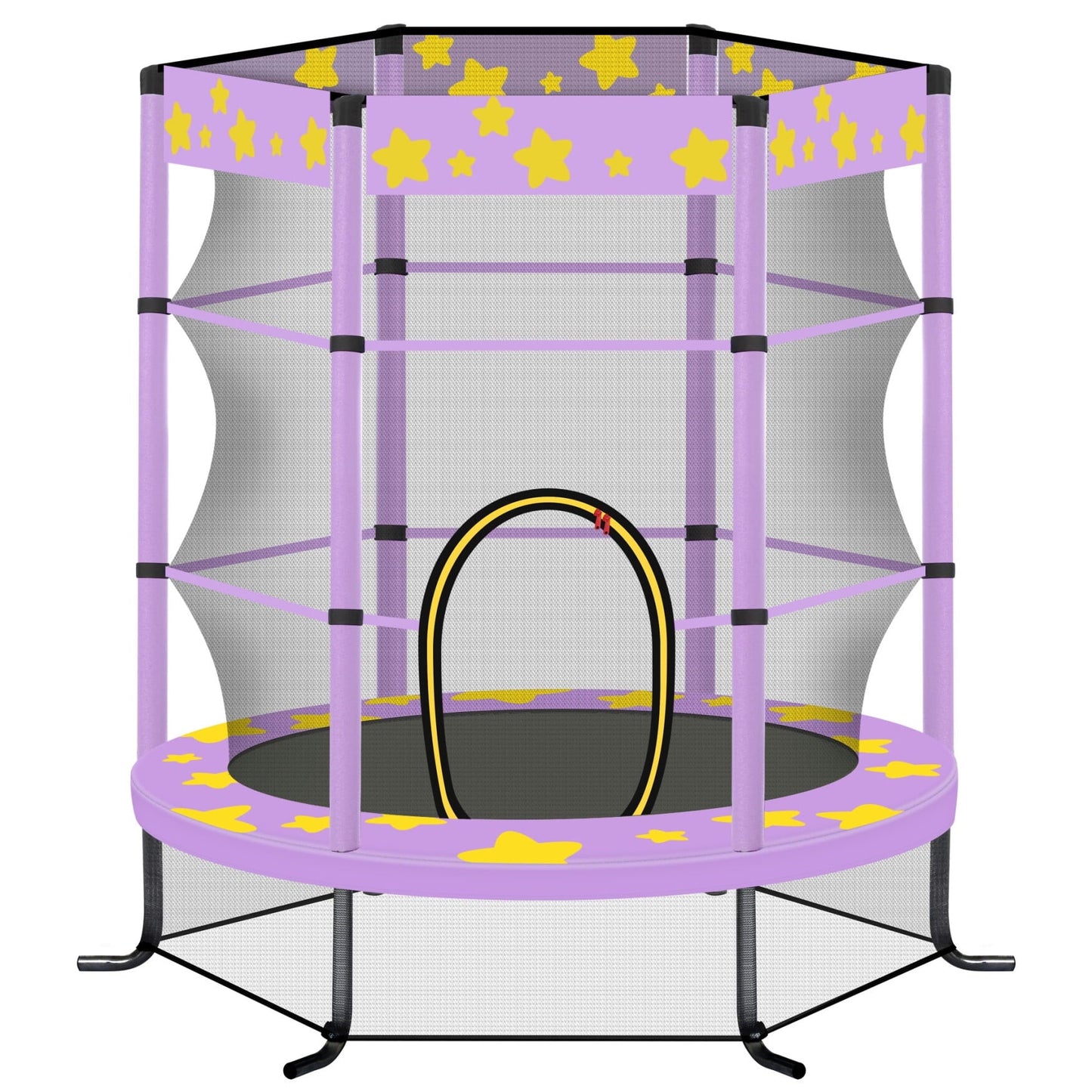 55' Star Trampoline for Kids, 5FT Indoor & Outdoor Mini Trampoline with Safety Enclosure Age 1-8, Easy Assemble Round Kids Trampoline, Purple