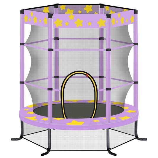 55' Trampoline for Kids, 5.5ft Indoor & Outdoor Small Toddler Trampoline with Safety Enclosure, Foam Handle, Baby Trampoline Toys, Birthday Gifts for Kids, Gifts for Boy and Girl, Age 1-8, Purple