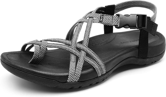 DREAM PAIRS Women's Comfort Walking Sport Athletic Sandals With Arch Support Elastic Strap Casual Hiking Outdoor Beach Summer Shoes