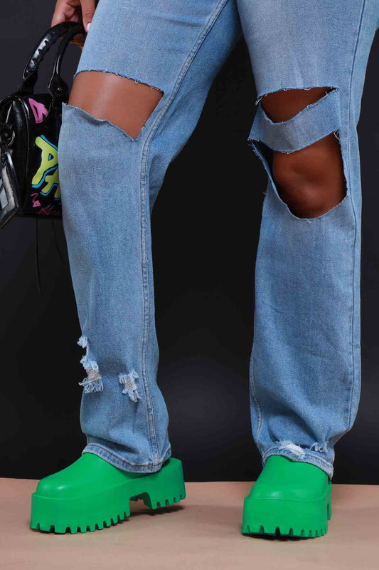 No Such Luck Platform Chunky Slides - Green