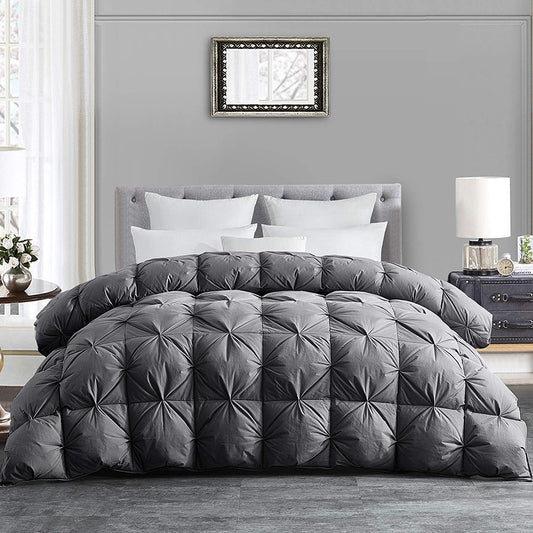 Feather and Down Comforter King Size, 106x90 Pinch Pleat Duvet Insert with 100%
