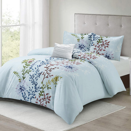 Style Quarters Queen Comforter Set - 4 Pieces 100% Cotton Soft and Comfort Floral
