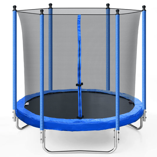 8FT Outdoor Trampoline with Enclosure Net and Ladder, Recreational Combo Bounce Trampoline for Kids and Adults, Trampoline with Waterproof Jump Mat for Indoor Outdoor Backyard