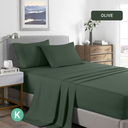Bed Sheet 2000TC Royal Comfort  Bamboo Cooling Sheet Set Ultra Soft Bedding - King - Olive