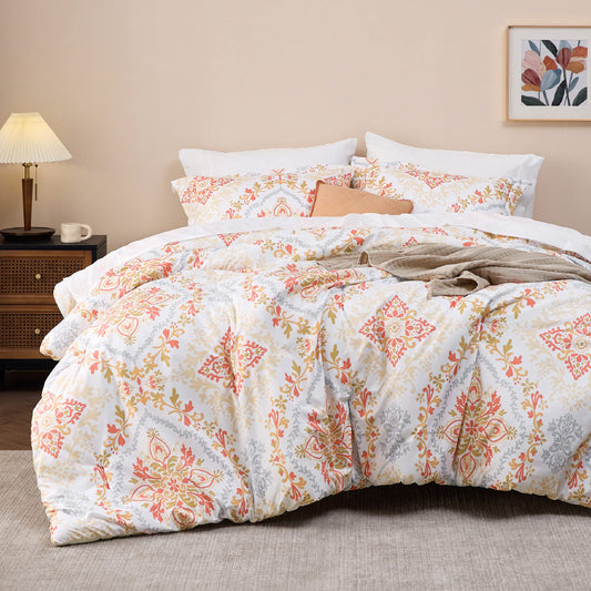 Boho Comforter Set Queen - 7 Pieces Bedding Sets Queen Bed in a Bag with Comforters