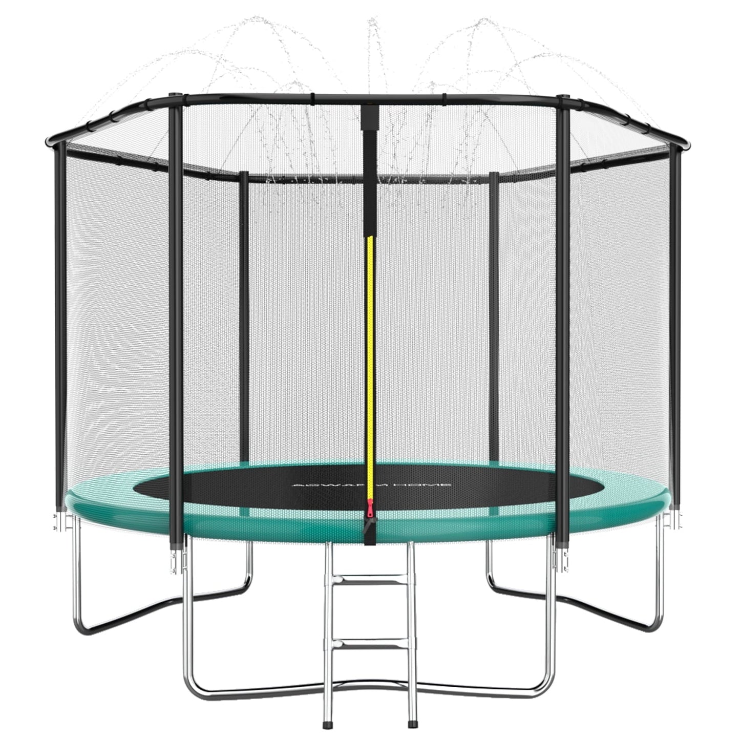 ACWARM HOME 8 FT Trampoline for Kids and Adults, Trampoline with Sprinkler and Safety Enclosure Net, Backyard Trampoline with Ladder, Outdoor Recreational Trampoline