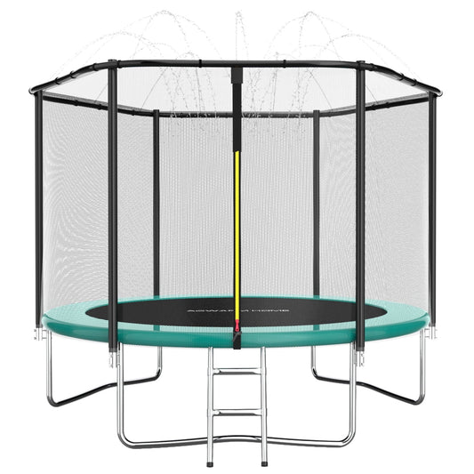 ACWARM HOME 8 FT Trampoline for Kids and Adults, Trampoline with Sprinkler and Safety Enclosure Net, Backyard Trampoline with Ladder, Outdoor Recreational Trampoline