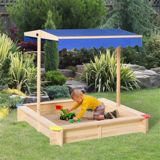 Adjustable Canopy Sandbox for Kids - 220.47 - Shade and playtime in one with our adjustable canopy sandbox!