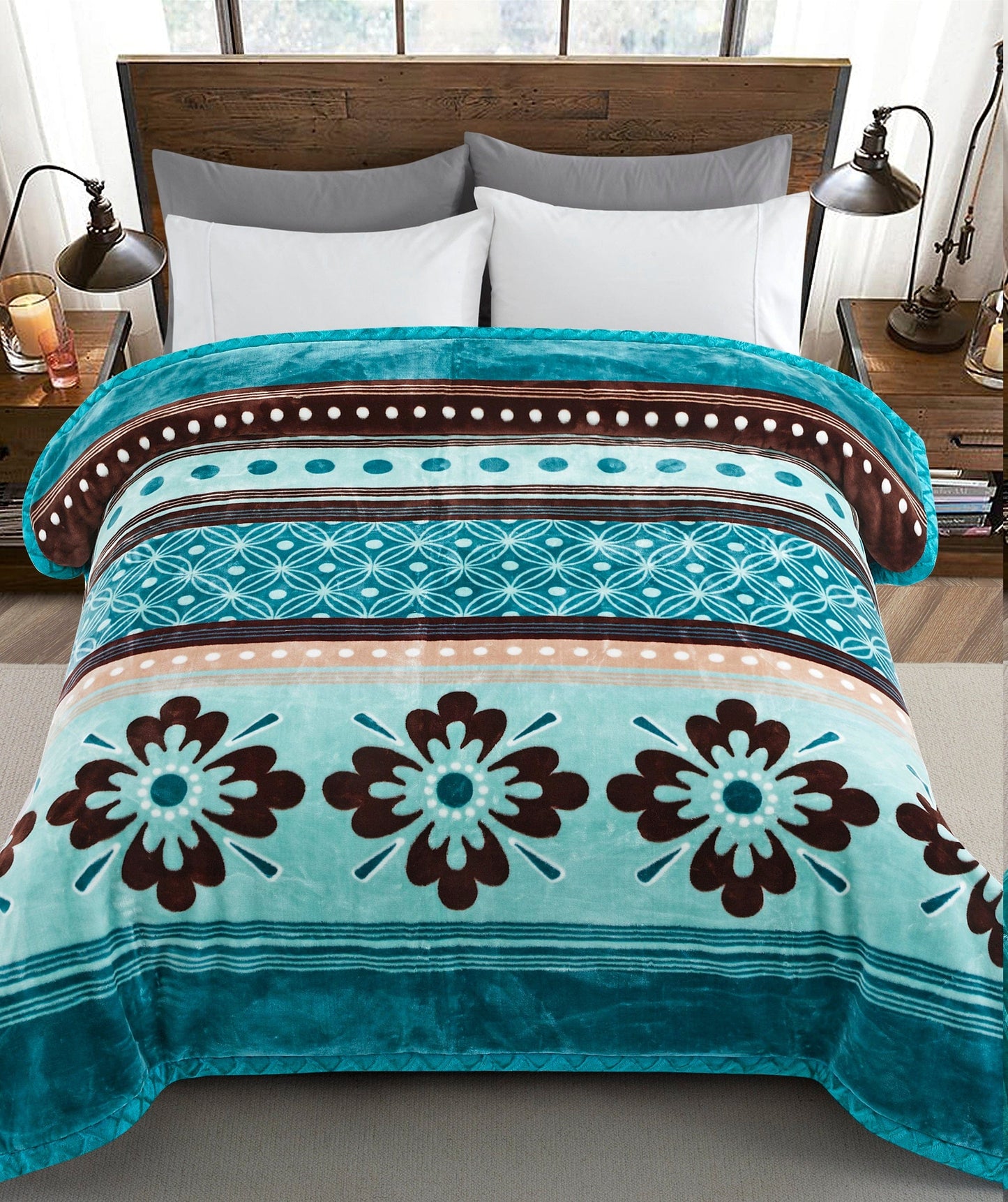 Reversible 11 LB Oversized Heavy Woven Fluffy Warm Korean Style Mink 2 Ply Flannel Fleece Throw Raschel Blanket Embossed Solid, Butterfly Floral