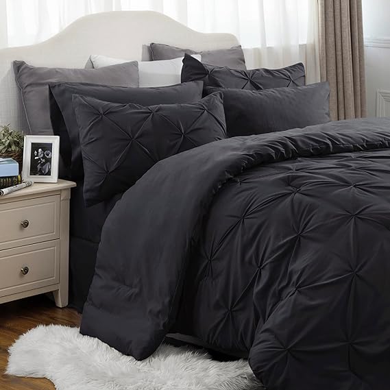Full Size Comforter Sets - Bedding Sets Full 7 Pieces, Bed in a Bag Navy Blue Bed Sets