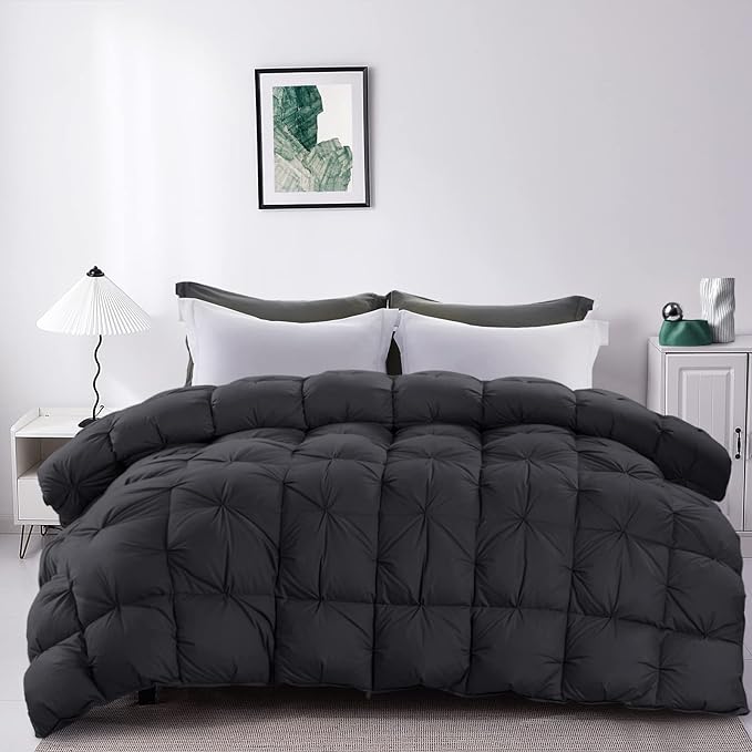 Feather and Down Comforter King Size, 106x90 Pinch Pleat Duvet Insert with 100%