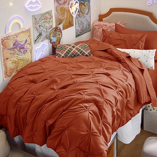 Twin/Twin XL Comforter Set with Sheets - 5 Pieces Twin Bedding Sets, Pinch Pleat Navy