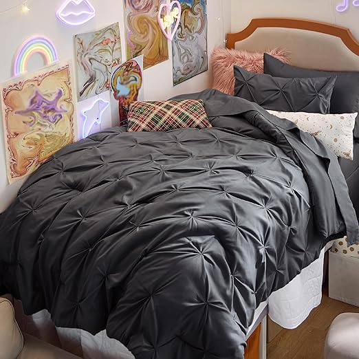 Twin/Twin XL Comforter Set with Sheets - 5 Pieces Twin Bedding Sets, Pinch Pleat Navy