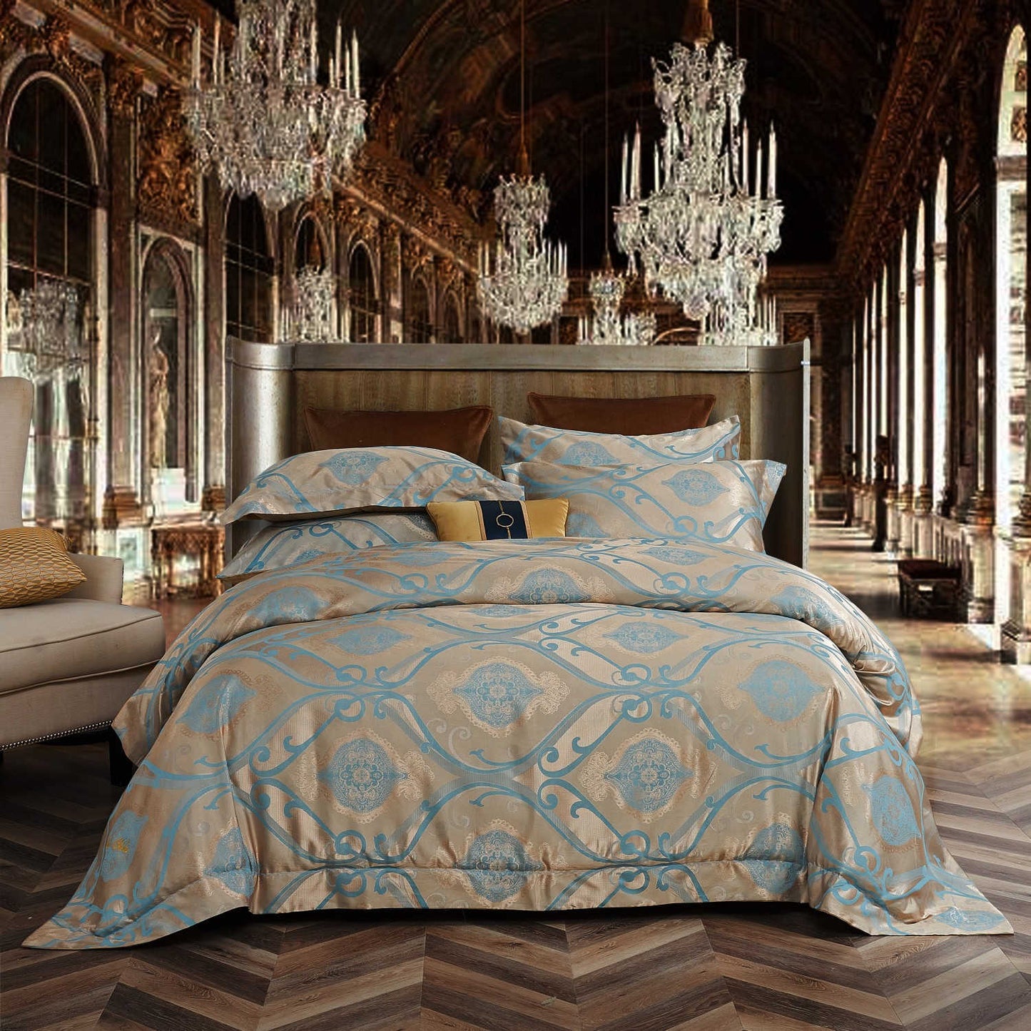 DM804K | King Size Duvet Cover Set Jacquard Top & 100% Cotton Inside